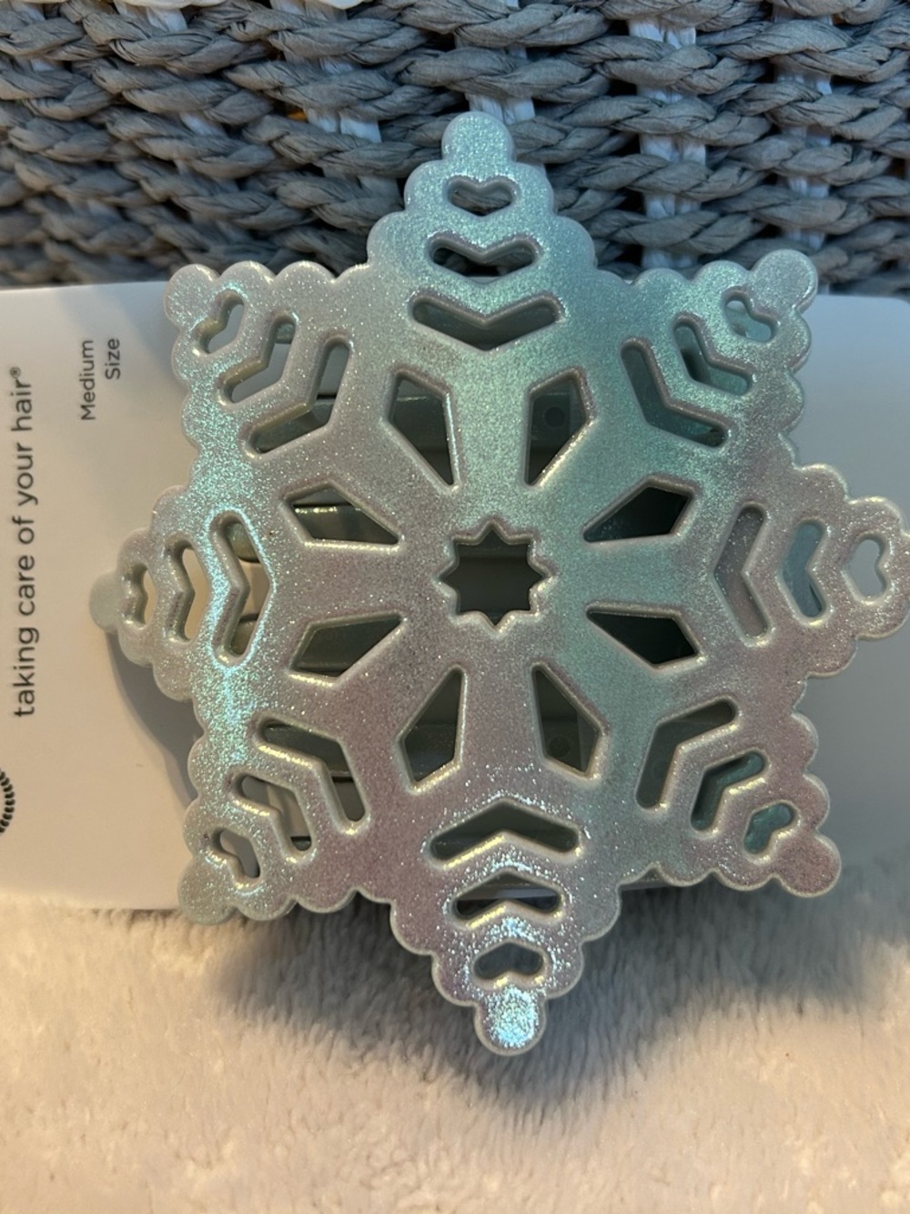 Sparkle Snowflake Hair Clip - Iridescent Light Blue